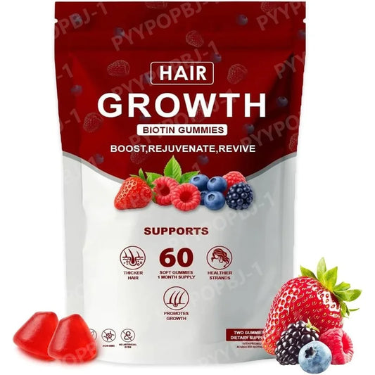 Women Hair Growth Vitamin Gummies Healthy Nourishment with Biotin Collagen Botanical Extracts Also for Skin Nail Care 60count
