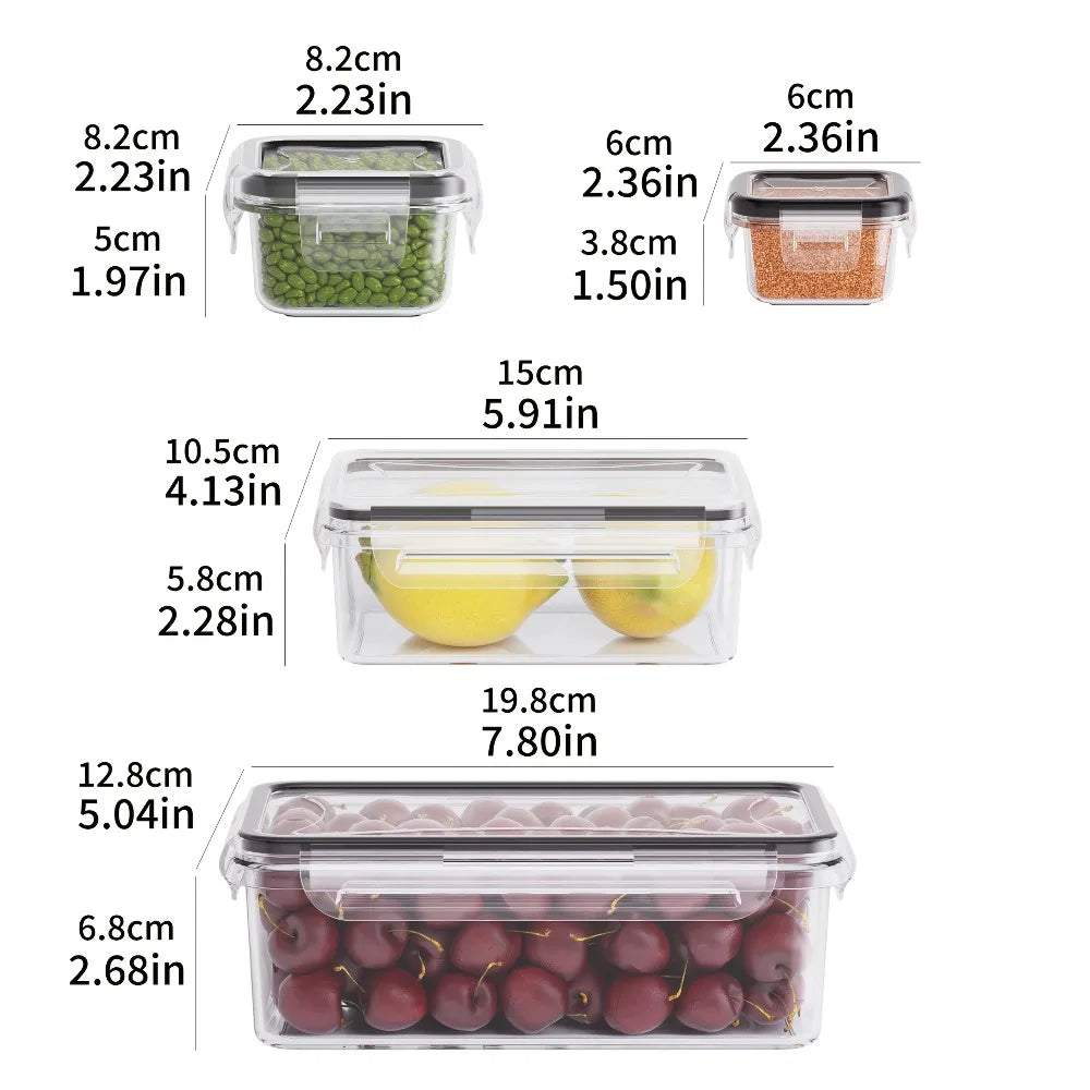 8-PC BPA-Free Airtight Food Containers with Locking Lids - Microwave/Freezer Safe PP Plastic Storage for Dry Goods/Fruit/Veggies