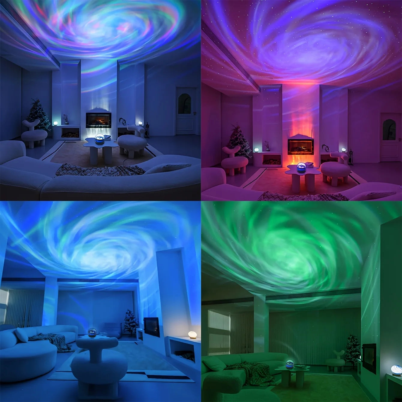Black Atlanteans LED NightLights Galaxy Projector Remote Control 5V USB Rechargeable Starry Sky Lamp DMX Sound Active 7 Modes for Kids Room Decor