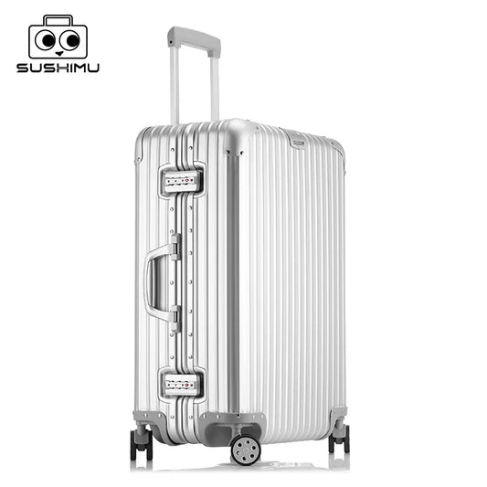 All-aluminum magnesium alloy telescopic suitcase 24-inch luggage business travel case metal combination lock bag 20-inch carry-o