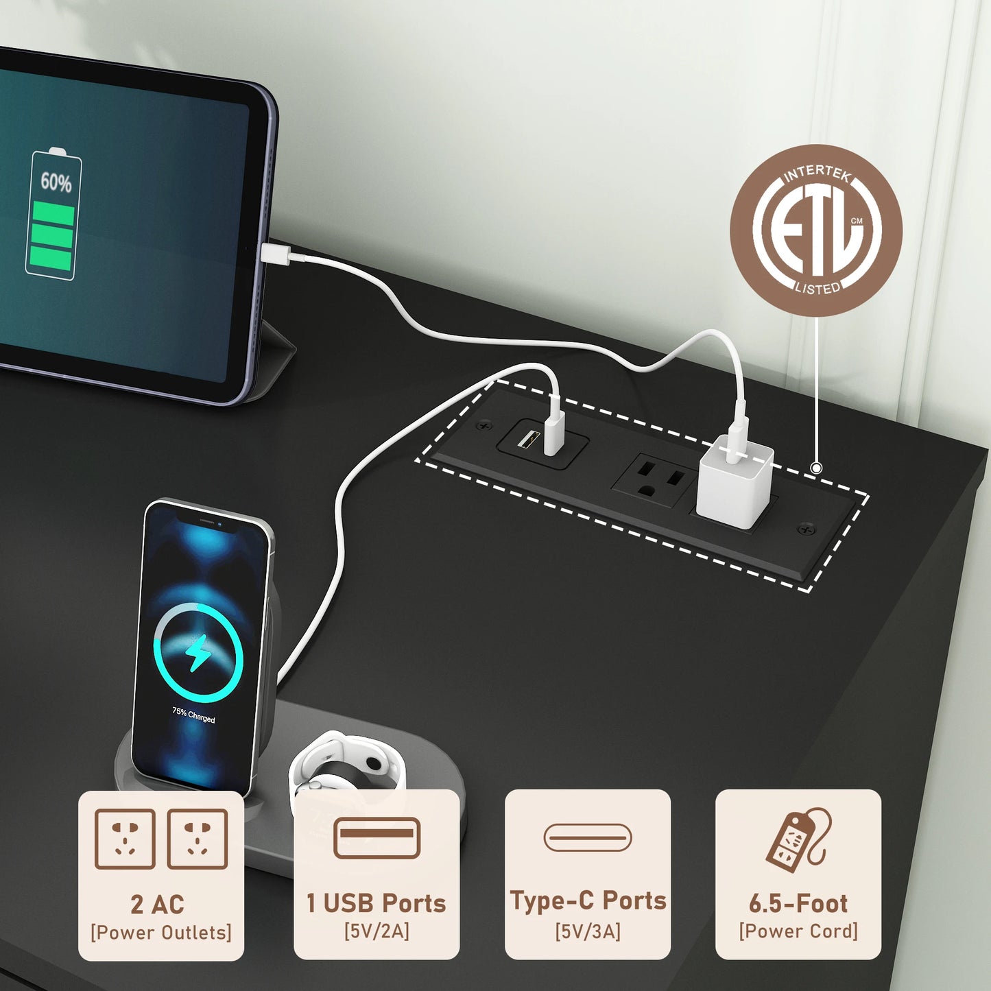 12 Drawer Dresser for Bedroom, 63'' Modern Chest of Drawers with Power Outlets & LED Lights, Wood Dresser for Living Room