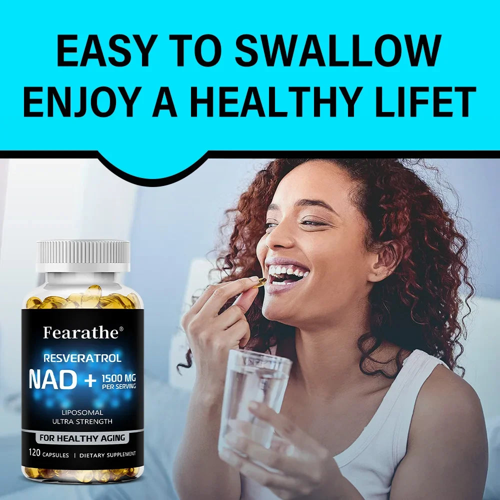 NAD+ Boost-with Resveratrol,Enhances Cellular Vitality,Promotes Cell Repair,Anti-Aging,Boosts Energy and Focus,120 Capsules